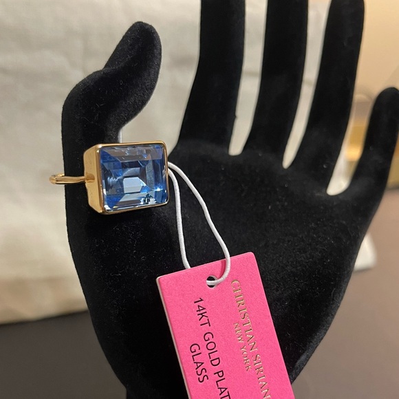 Christian Siriano 14k Gold Plated Ring in Light Blue Crystal Accent | Size 8 - Picture 4 of 14